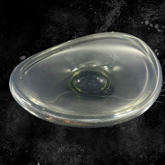 Vintage MCM Holmegaard Per Lutken Smoked Extra Large Art Glass Bowl Dish Signed - Picture 2 of 16